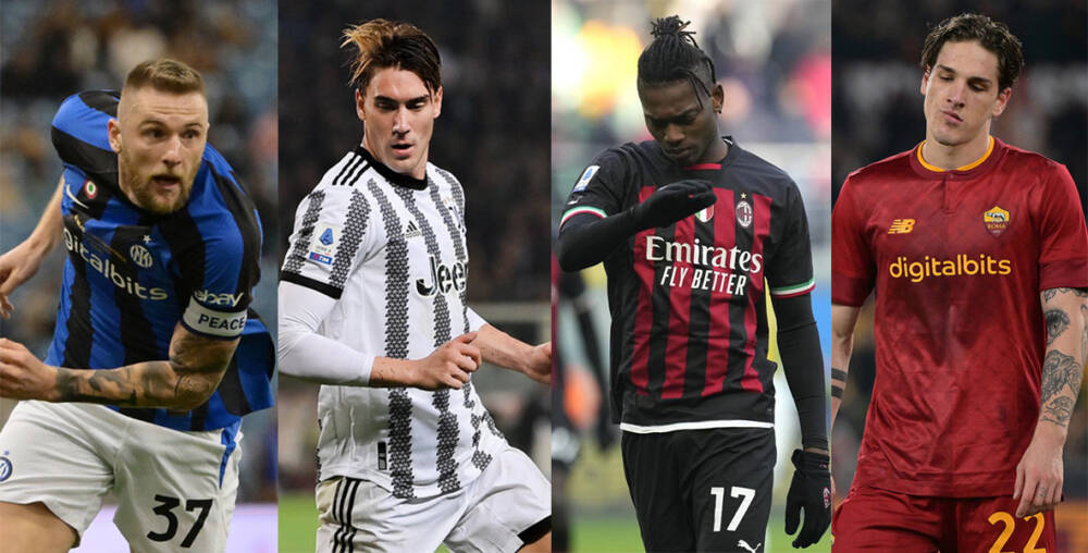 Milan Skriniar, Dusan Vlahovic, Rafael Leao e Nicolò Zaniolo