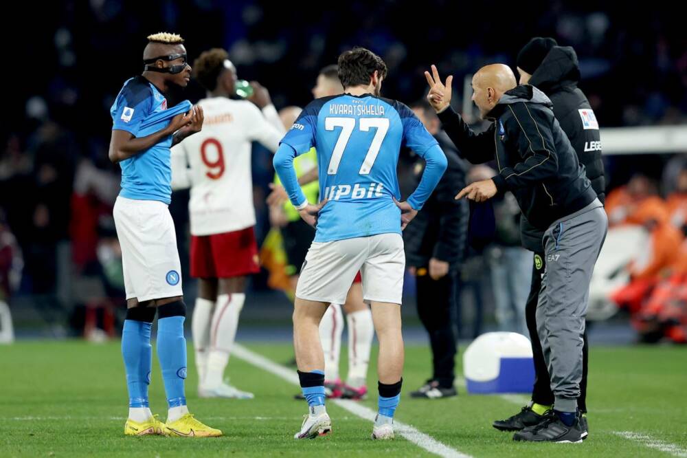 Spalletti con Osimhen e Kvara