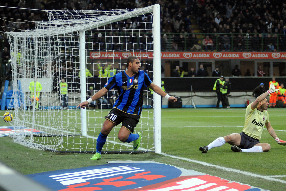 Adriano ex Inter, protagonista nel derby della stagione 2008-2009 (2-1) 