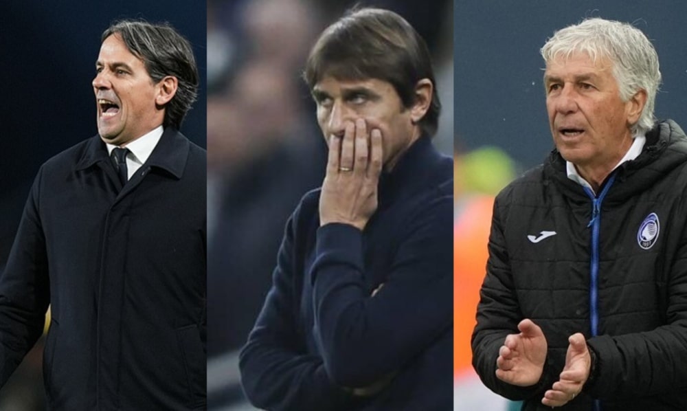 Simone Inzaghi (Inter), Antonio Conte (Napoli) e Gian Piero Gasperini (Atalanta)